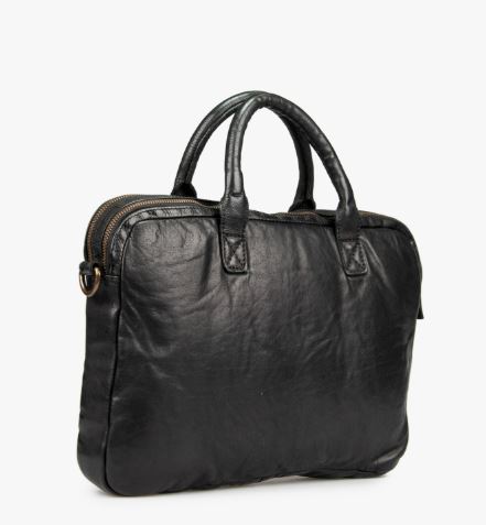 Sort Læder Laptop Taske til 14"