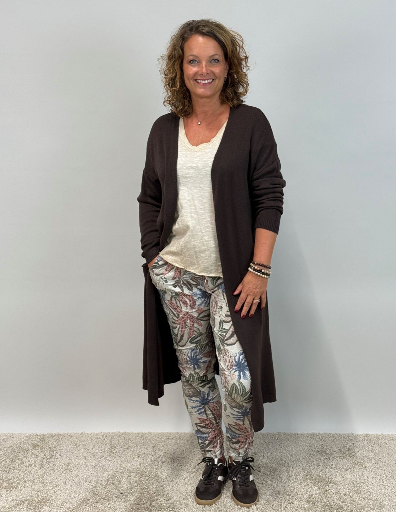 Lang Cardigan - Brun