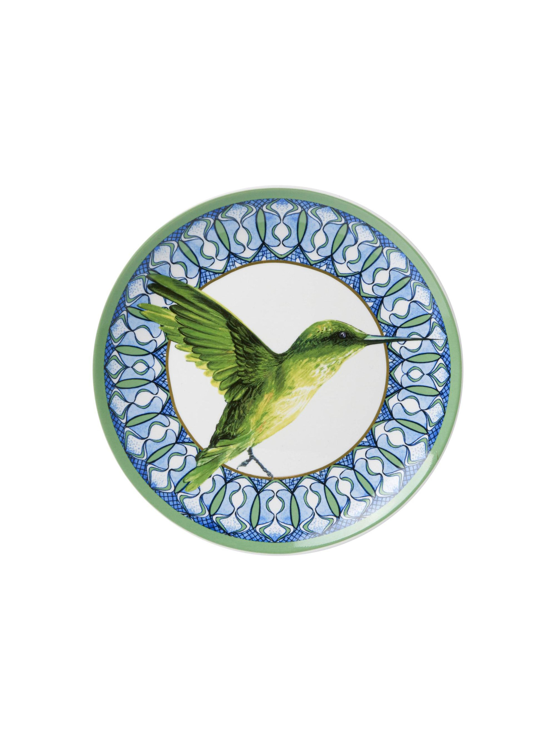 Heinen Delfts Blauw - Wall Plate Mandala - Grøn fugl - Ø20